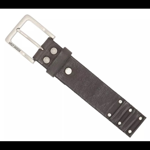 ✔️HARLEY DAVIDSON MENS STUDDED AND RIBBED LEATHER BELT - Picture 3 of 9